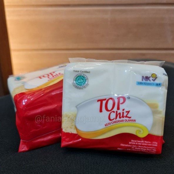 

Keju Top Chiz Cheddar Olahan (250gr) kemasan pabrik