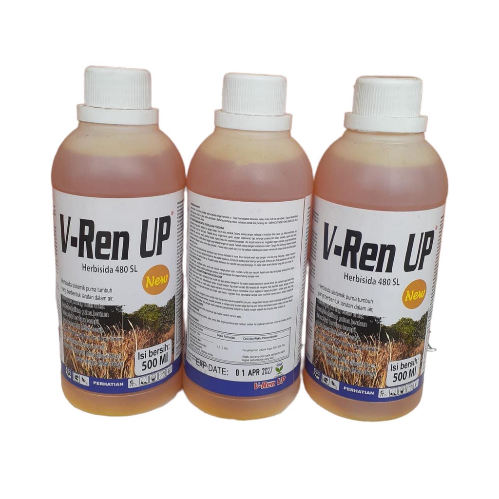 V ren up 500 ml 500 ml Herbisida pembasmi rumput  sistemik  sampai ke akar bahan aktif glifosat 480 g/l Roundup 1