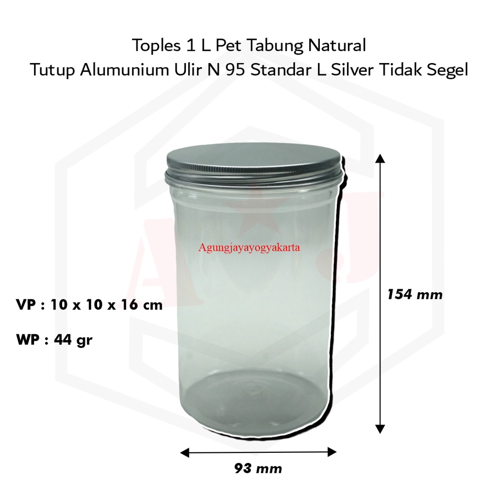 Jual Toples L Tabung Natural Tutup Alumunium Pet Tabung L Toples Tabung Nat L Tutup