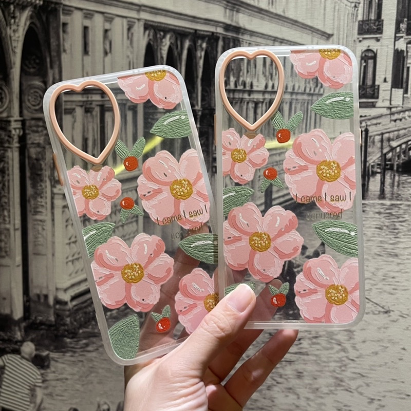 Pink Flower Heart Softcase iphone 7/8+ XS XS Max XR 11 Pro Max 12 Pro Max