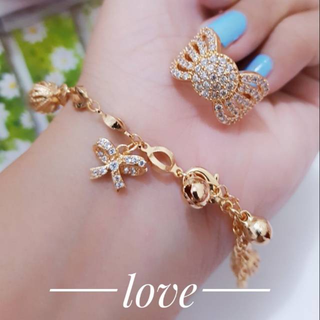 Set pita xuping gelang tangan plus cincin terlaris