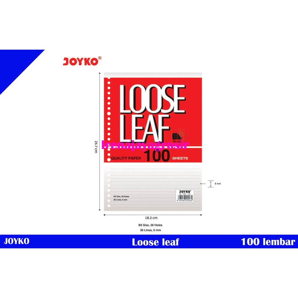 

JOYKO B5 Loose Leaf / Isi Kertas File / Binder ISI 100 Lembar