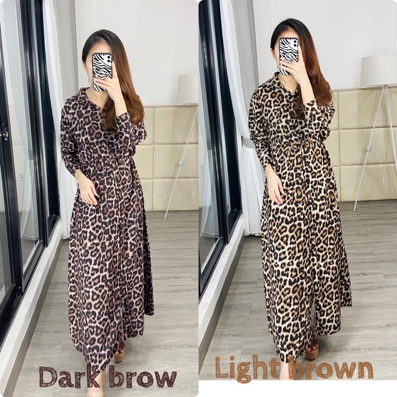 gamis wanita leopard / gamis rayon leopard