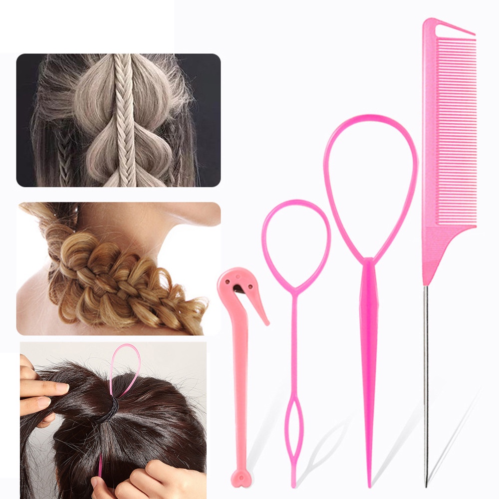 4pcs / set Sisir Rambut Warna pink Untuk Wanita