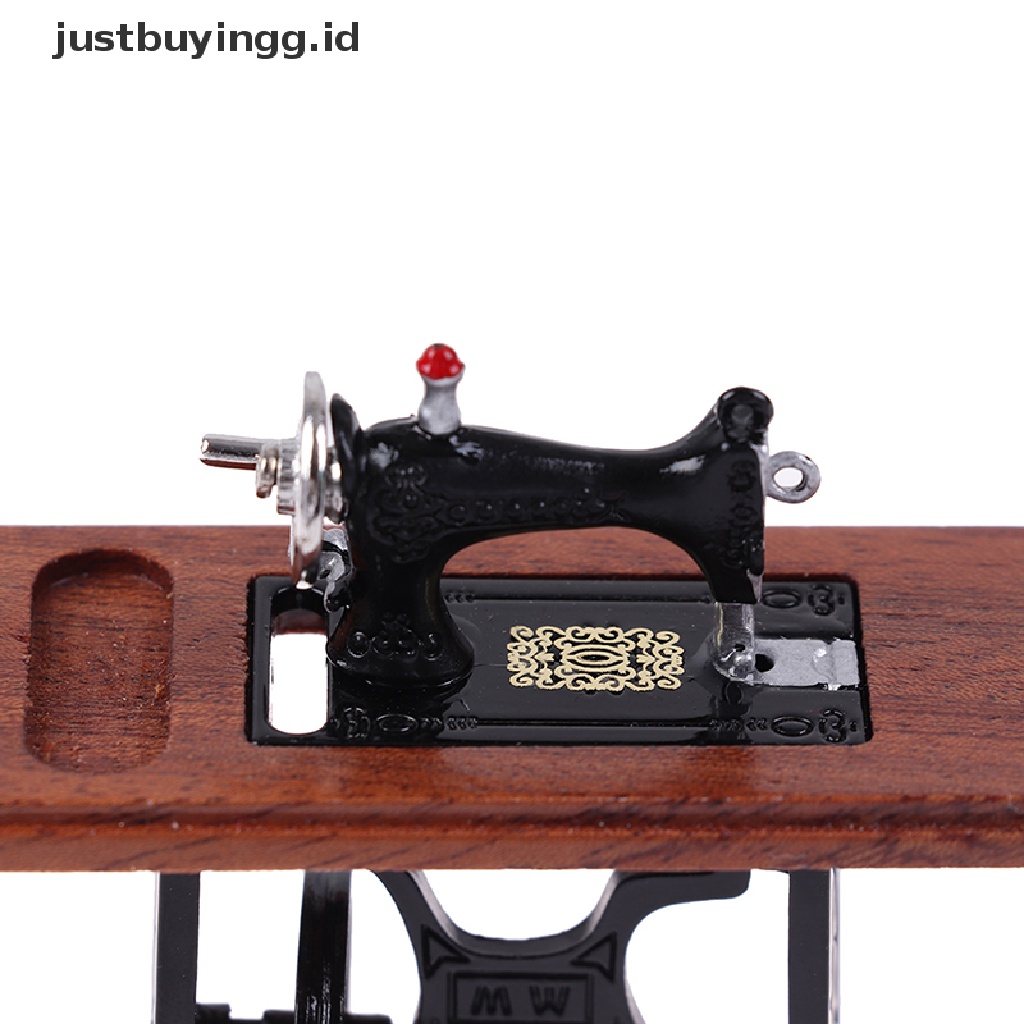 Justbuyingg.Id Mainan Miniatur Mesin Jahit Dengan Gunting Skala 1: 12 Untuk Dekorasi Rumah Boneka