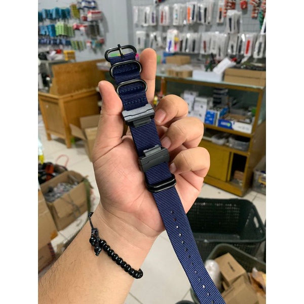 Strap Tali Jam Tangan G shock Nato Kanvas Zulu biru 22mm