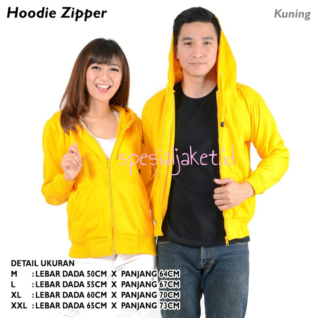 JAKET POLOS HOODIE ZIPPER SIZE M-XXL ( PRIA & WANITA )-KUNING