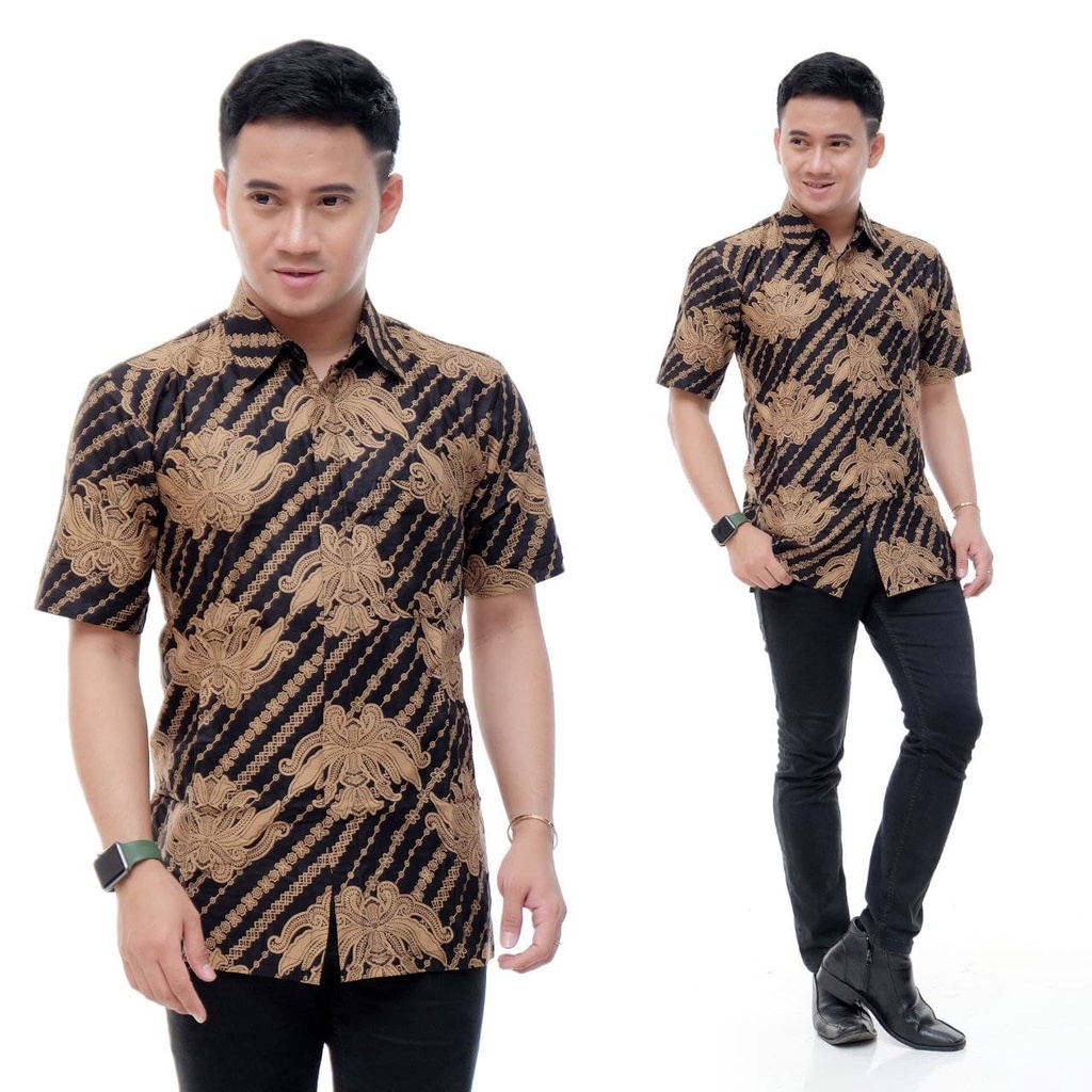 Pakaian Batik Formal Kasual Pria Keren Premium / Baju Batik Seragaman Resepsi Nikahan Pria Kekinian-C