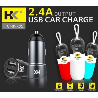 HK K01 Car Charger Charger HK K-01 HK 01 Mobil Saver Dual USB Fast Charge 2.4A