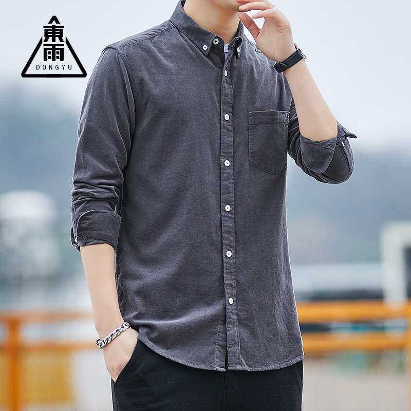 Kemeja Pria Dewasa 2022    Pria Korea Katun Murni Corduroy Kemeja  Lengan Panjang Vintage Kemeja sto