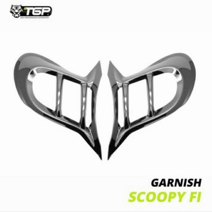 TGP Garnish Lampu Depan Scoopy FI Esp New Bahan Berkualitas - Black Chrome