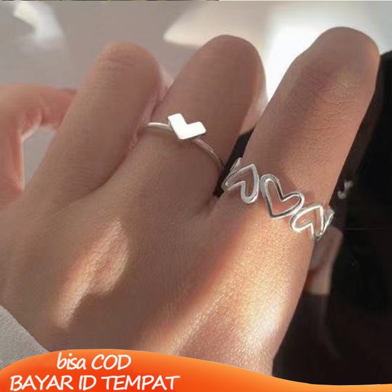 COD✨1sepasang Cincin Love Ring Wanita Korea Adjustable Desain Fashion Murah Import Ready Stock Aksesoris