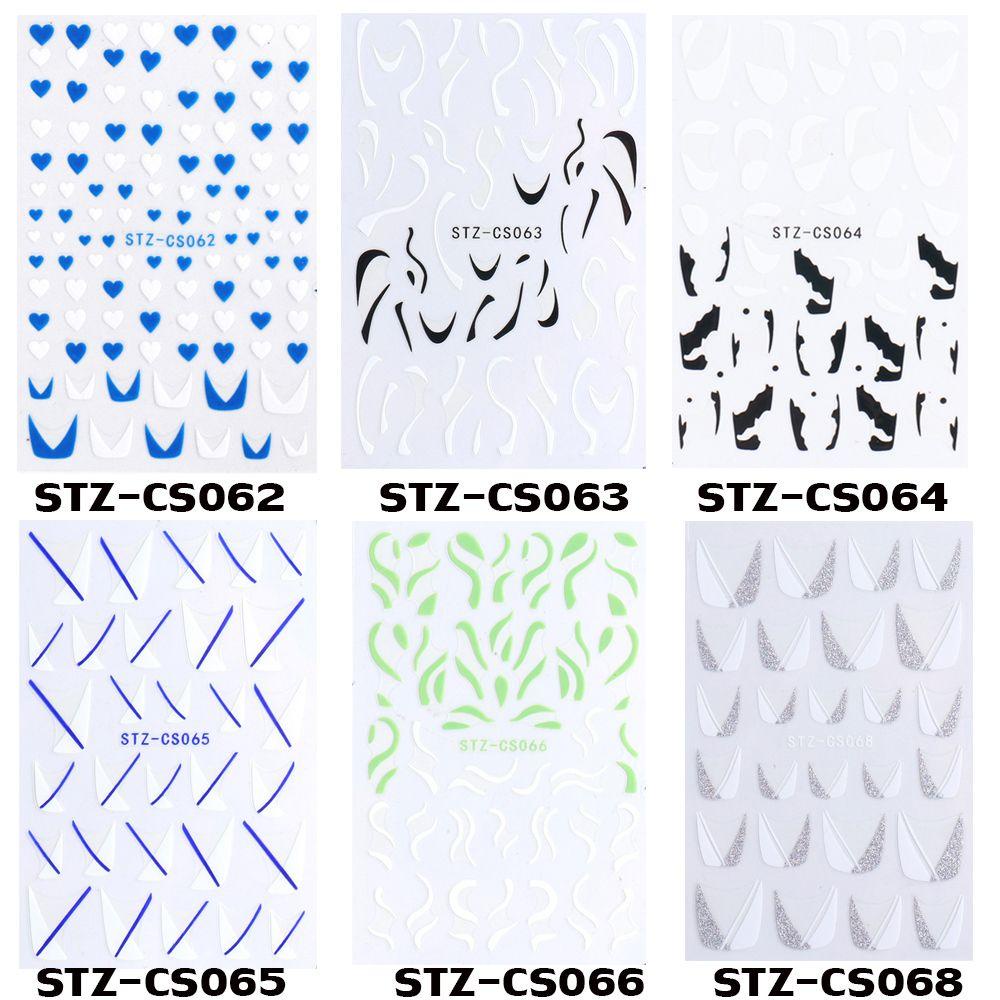 R-flower French Tips Nail Stiker Perekat Panas Decals DIY Manicure Wave French