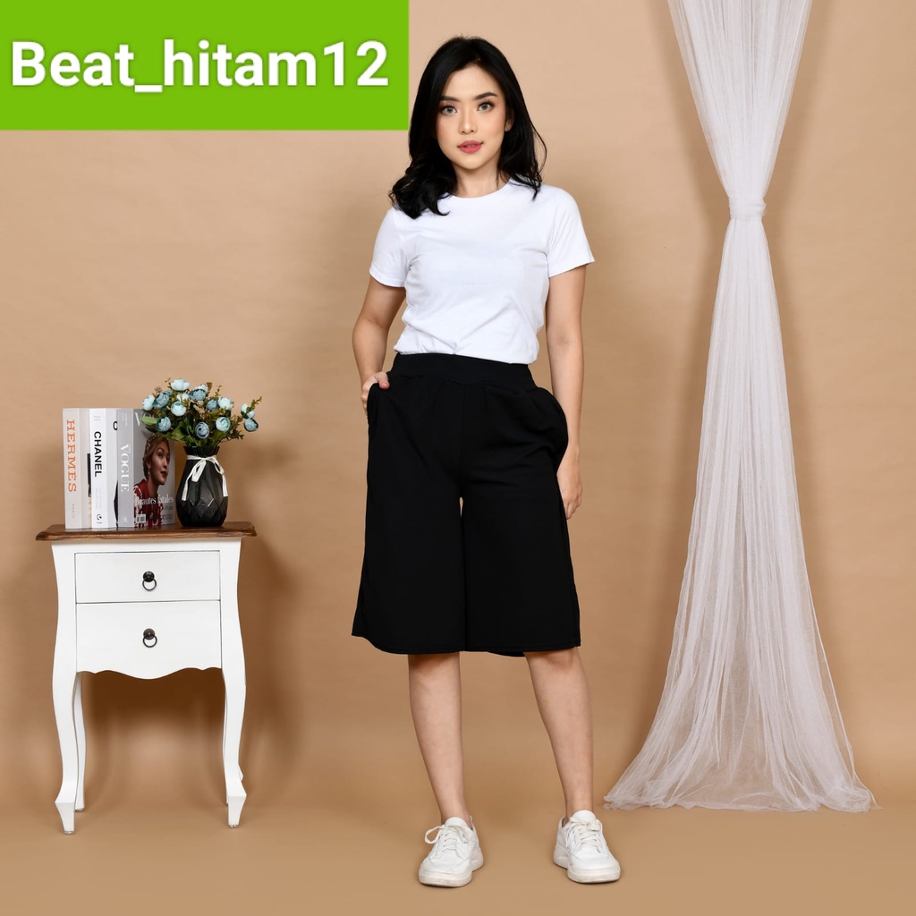 CELANA PENDEK POLOS 7/8 KULOT WANITA BASIC CREP