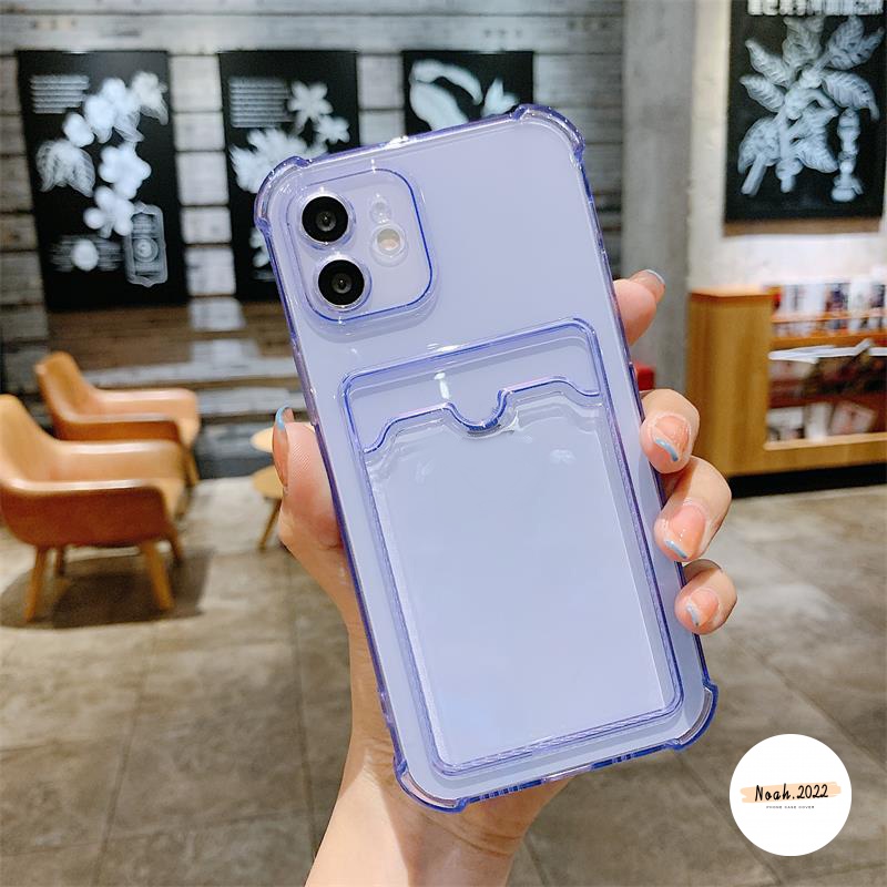 Ins Simple Tempat Kartu Case Samsung A03s A13 A23 A33 A53 A73 A32 A52 A72 A51 A21s A50 A50s A30s Transparan Shockproof Soft Case TPU Cover