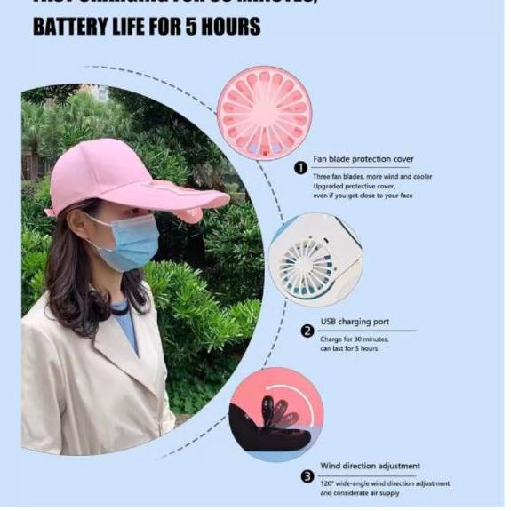 Topi Kipas Angin Usb Topi Pria Topi Wanita Topi Outdoor