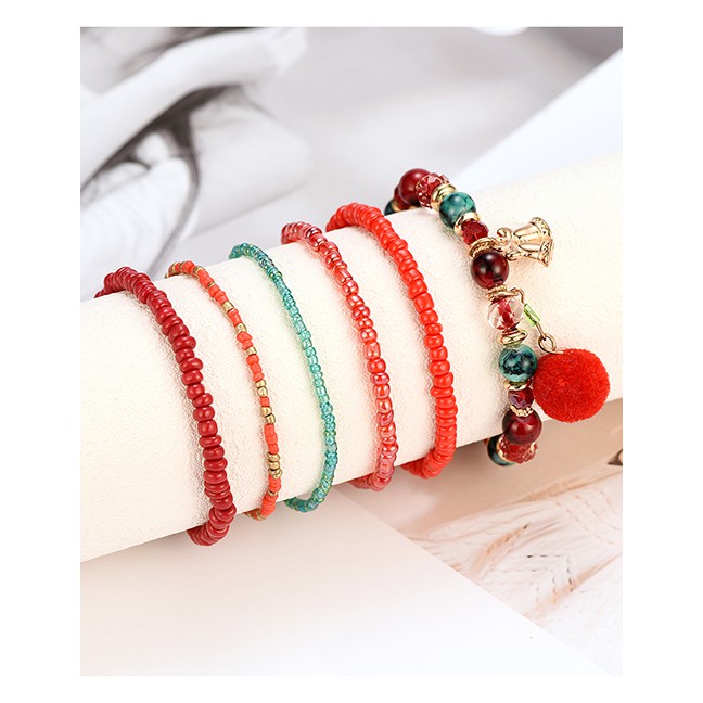 LRC Gelang Tangan Fashion Color Christmas Multi-layer Bracelet D18686