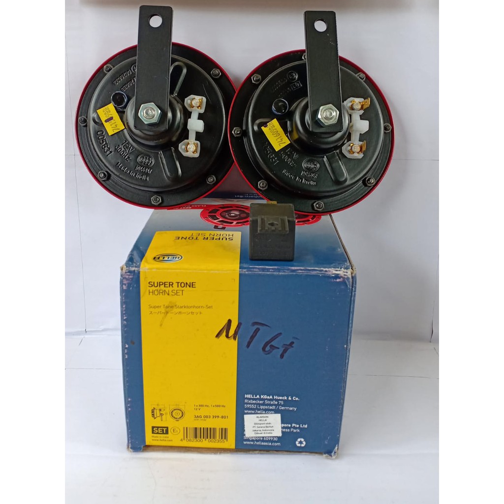 KLAKSON HELLA SUPER TONE DISK STRAKTONORN SET 12V - KLAKSON DISC HELLA