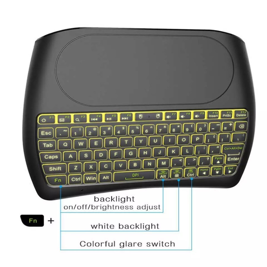 NA - Mini Keyboard TV box Wireless + Touchpad LED 7 Color Backlight D8