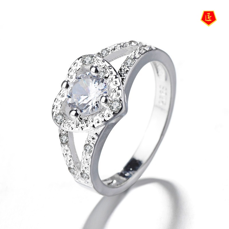 [Ready Stock]Fashion Heart-Shaped Diamond Ring Simple and Elegant