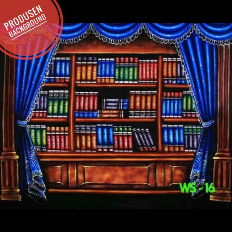 WS16 Kain BACKGROUND FOTO STUDIO WISUDA latar rak buku