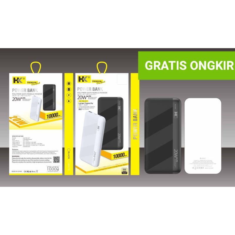 power Bank HK d17 10.000mAh 1usb 20W original HK