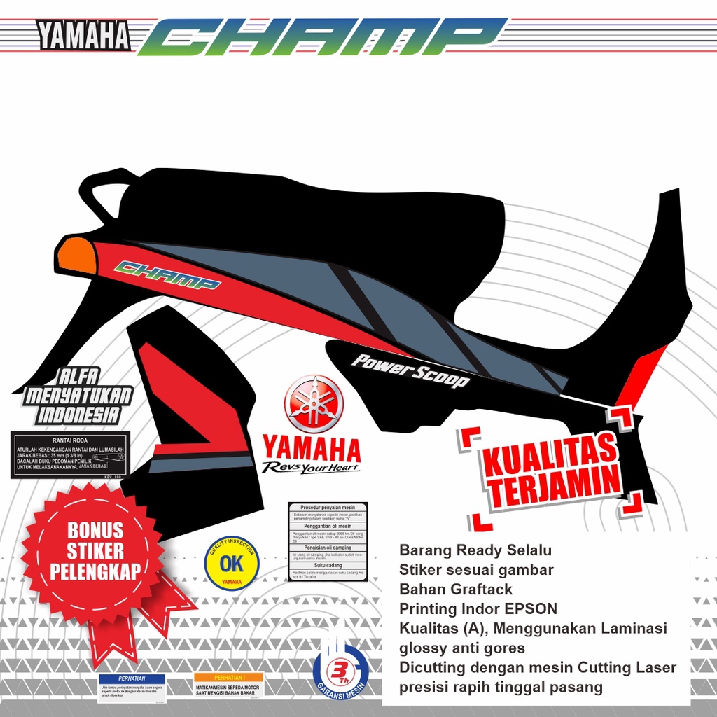 Striping Yamaha Chmap strfing yamaha champ striping champ 90 sticker yamaha sticker striping yamha a