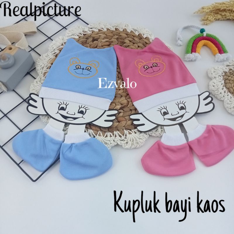 set kupluk bayi bahan kaos / kupluk kaos kaki bayi