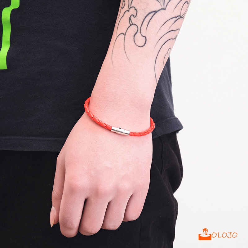 OLOJO  Korea Gelang Tali Kulit Kepang Manual Sederhana Untuk Pria Wanita