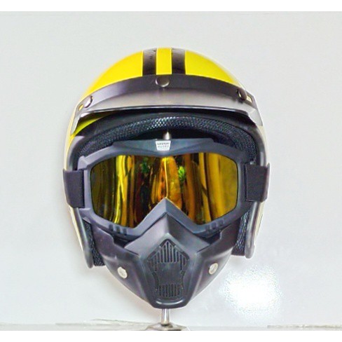 helm bogo dewasa motif pet panjang kacamata google