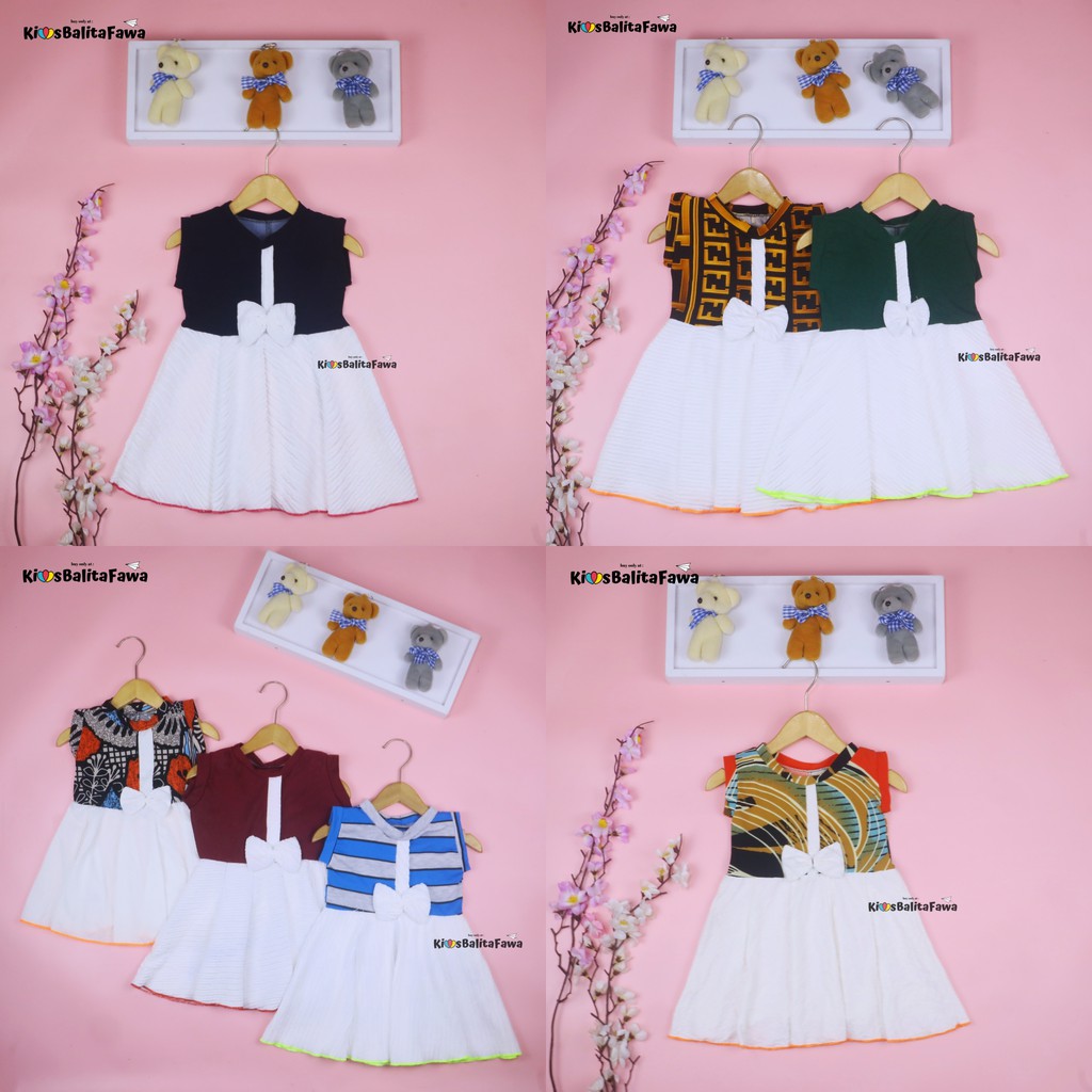 Dress Lala uk 3-12 bulan TYPE C / Dress Baby Perempuan Baju Casual Pesta Gaun Polos Dres Motif Cewek