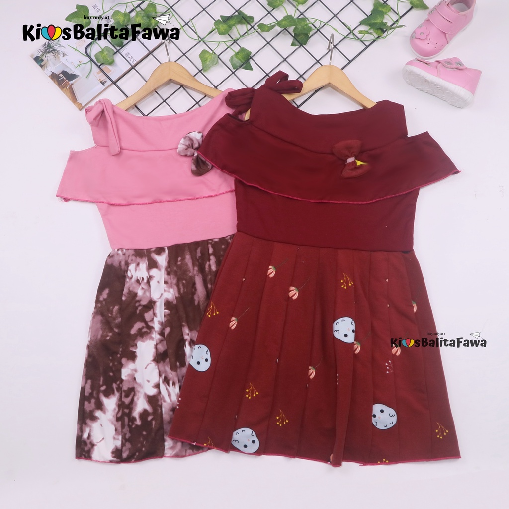 Dress Rachel uk 4-5 Tahun / Dres Model Baju Anak Perempuan Gaun Pesta Polos Motif Export Quality