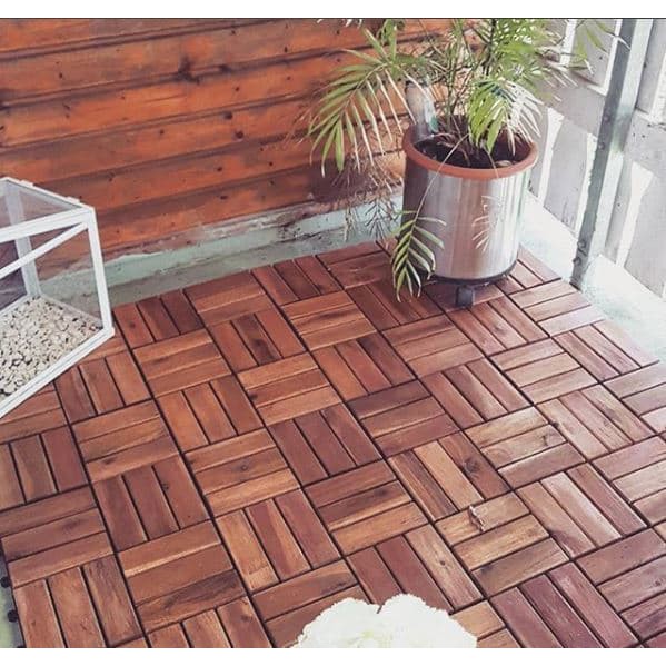 RUNNEN Floor Decking Outdoor bernuansa kayu  akasia solid 9pcs Shopee 