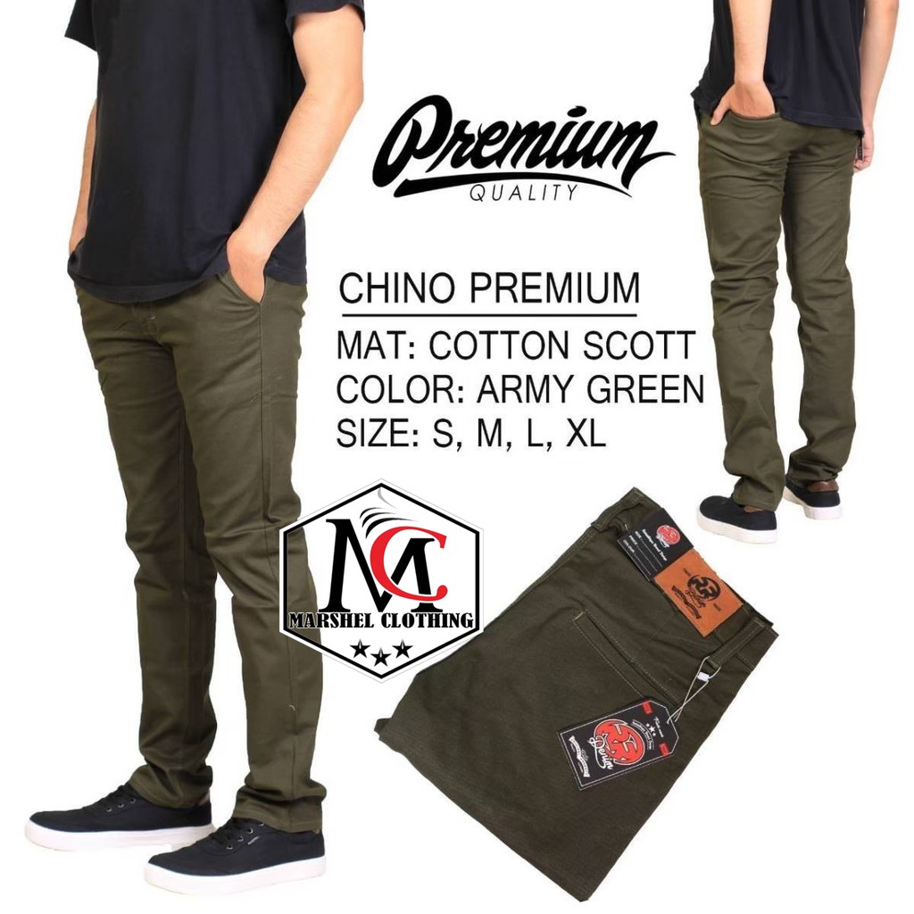 RCL - CELANA CHINO RR SKINY HIJAU ARMY PANJANG BAHAN COTTON SCOTT PREMIUM - CELANA CHINO RR DENIM BANDUNG S.M.L.XL