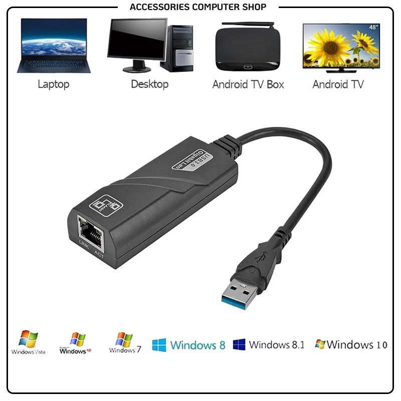 USB TO LAN Wired USB 3.0 to RJ45 Gigabit Ethernet LAN 1000Mbps Network
