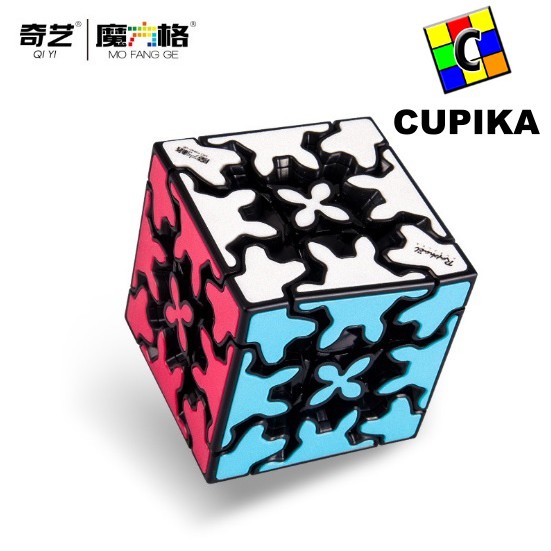 Rubik 3x3 QiYI Gear Cube 57mm Black Based TILE Blackbase termurah ASLI Original Baru