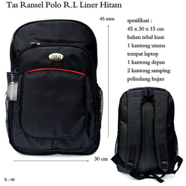 Polo usa tas ransel laptop pria dan wanita tas punggung backpack - free rain cover