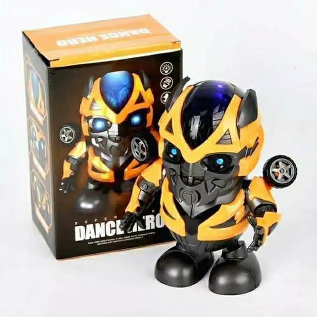 Mainan Dance Hero Music Robot Joget Lampu LED Bumblebee Spiderman Ironman Makassar