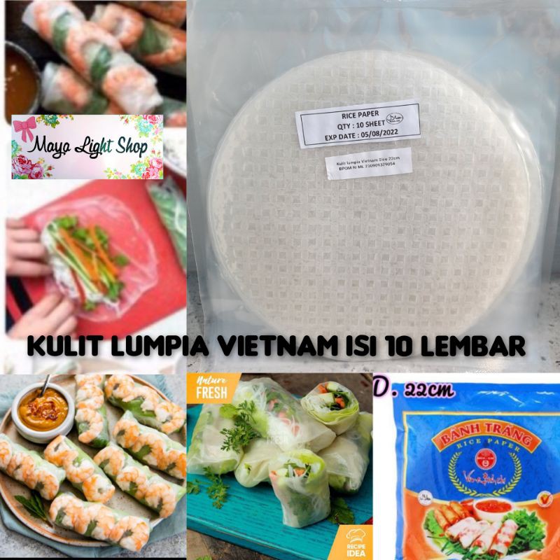 Rice Paper 5 dan 10 lembar ricepaper bulat kotak rice paper salad banh trang diameter 22cm kulit lumpia vietnam kulit lumpia