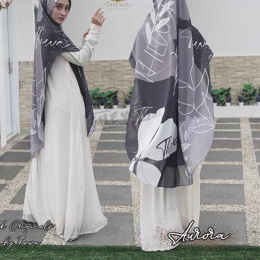 Kerudung/Khimar/hijab “PRINTING PAYET ( aurora )''Jumbo OVAL ORIGINAL THEWA