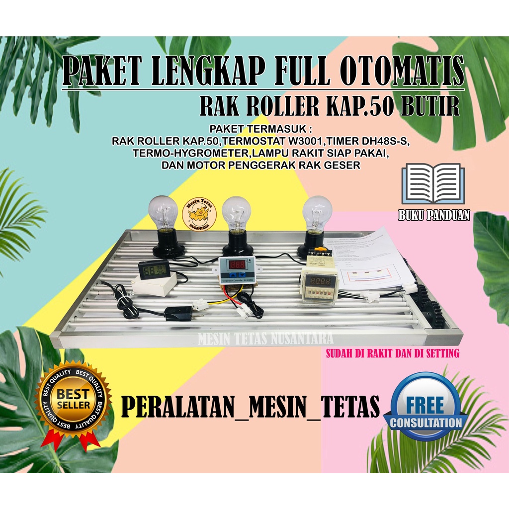 Paket Lengkap Rak Roller Mesin Tetas Full Otomatis Kapasitas 50 Butir Telur