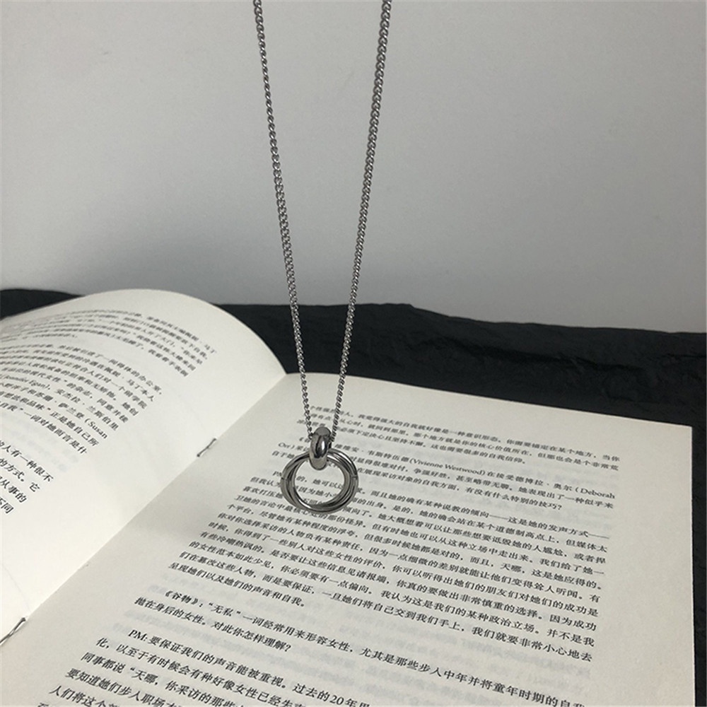 【COD Tangding】Double Ring Couple Necklace Simple Chain Fashion Accessories Jewelry for Men Women