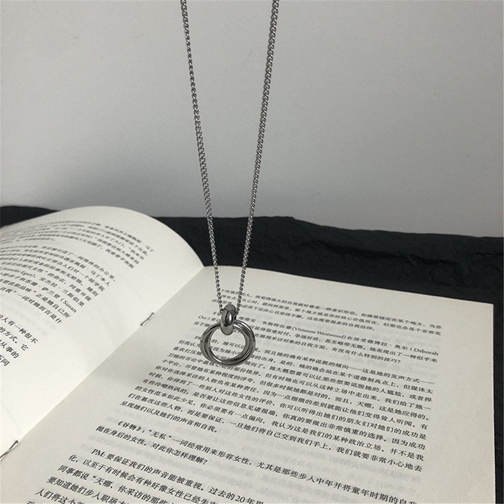 【COD Tangding】Double Ring Couple Necklace Simple Chain Fashion Accessories Jewelry for Men Women