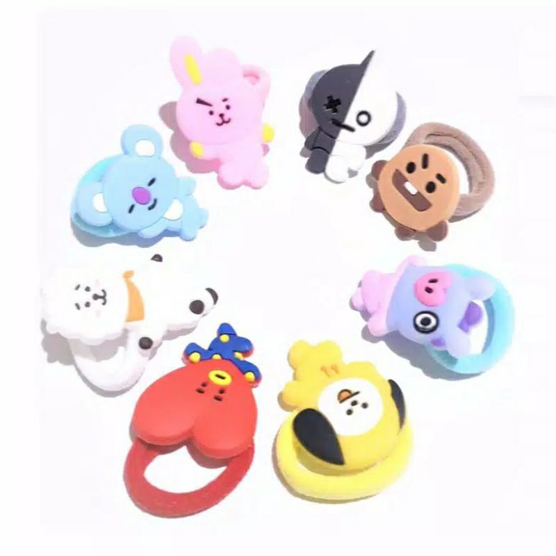 Ikat Rambut BTS BT21 KPOP Karakter Bahan Latex Raisin / Karet Rambut Karakter Korea / Tiki