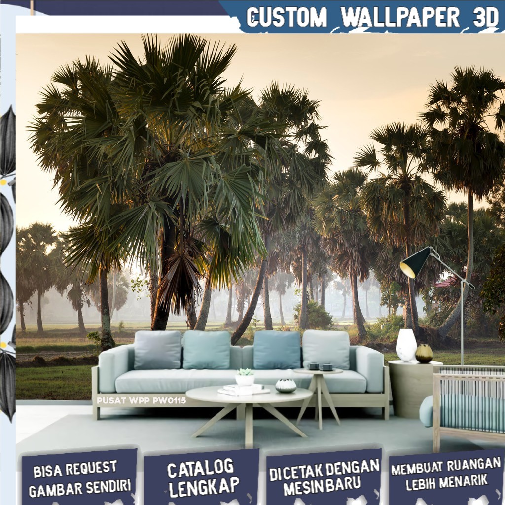 BERKUALITAS, Wallpaper Dinding Ruang Tamu, Wallpaper Dinding Pemandangan 3D Motif hutan 3d.