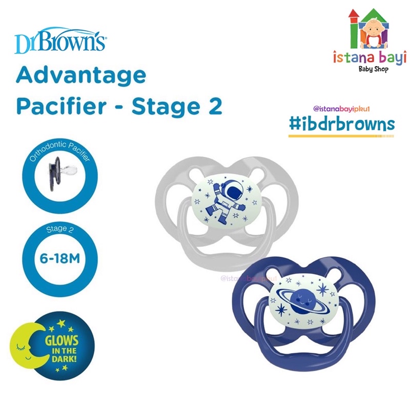 Dr.Brown’s Advantage Pacifier Glow in The Dark - Empeng Bayi pa22005