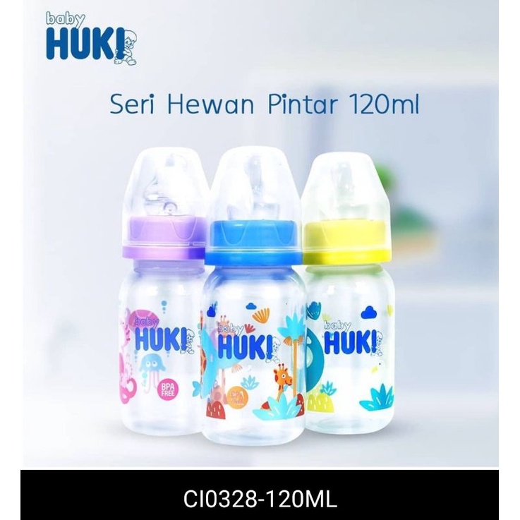 Huki Baby Botol Susu 60ml 120ml 240ml Dot Nipple Silicone Dot Gepeng