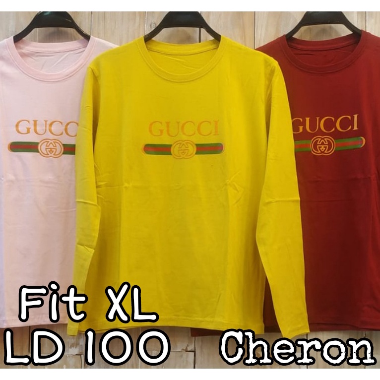 CHERON 21380 - Kaos Cewek Fit XL Tshirt Distro Baju Atasan Wanita ABG Remaja Dewasa Lengan Panjang