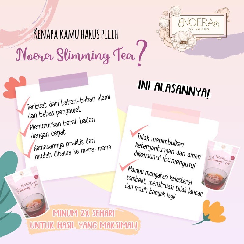 Noera Slimming Tea | Noera Teh Hijau | Teh Pelangsing Herbal Alami Pelangsing Busui Untuk Mengurangi Lemak di Tubuh - 60 PCS