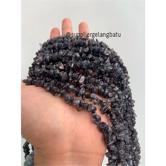 kerikil Batu BLACK QUARTZ kuarsa hitam 1cm kilap renteng aksesoris